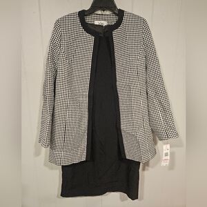 LE SUIT Women's Size 10 Sheath Dress With Topper Jacket In Black White Check NWT